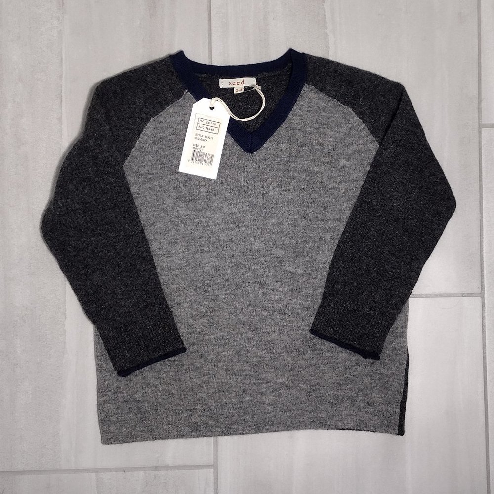NEW - SEED Kids 2-3 V-Neck Lambswool Sweater